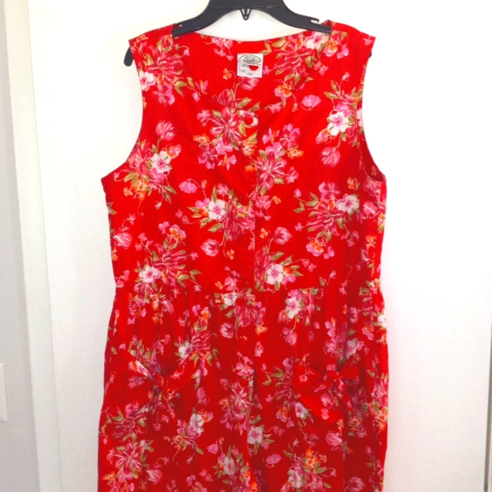 Laura Ashley Red Floral Jumpsuit Large Vintage 90s - Picture 2 of 8